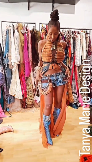 TM Fur/Denim 2pc set