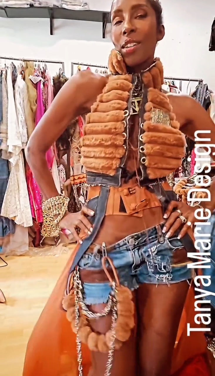 TM Fur/Denim 2pc set