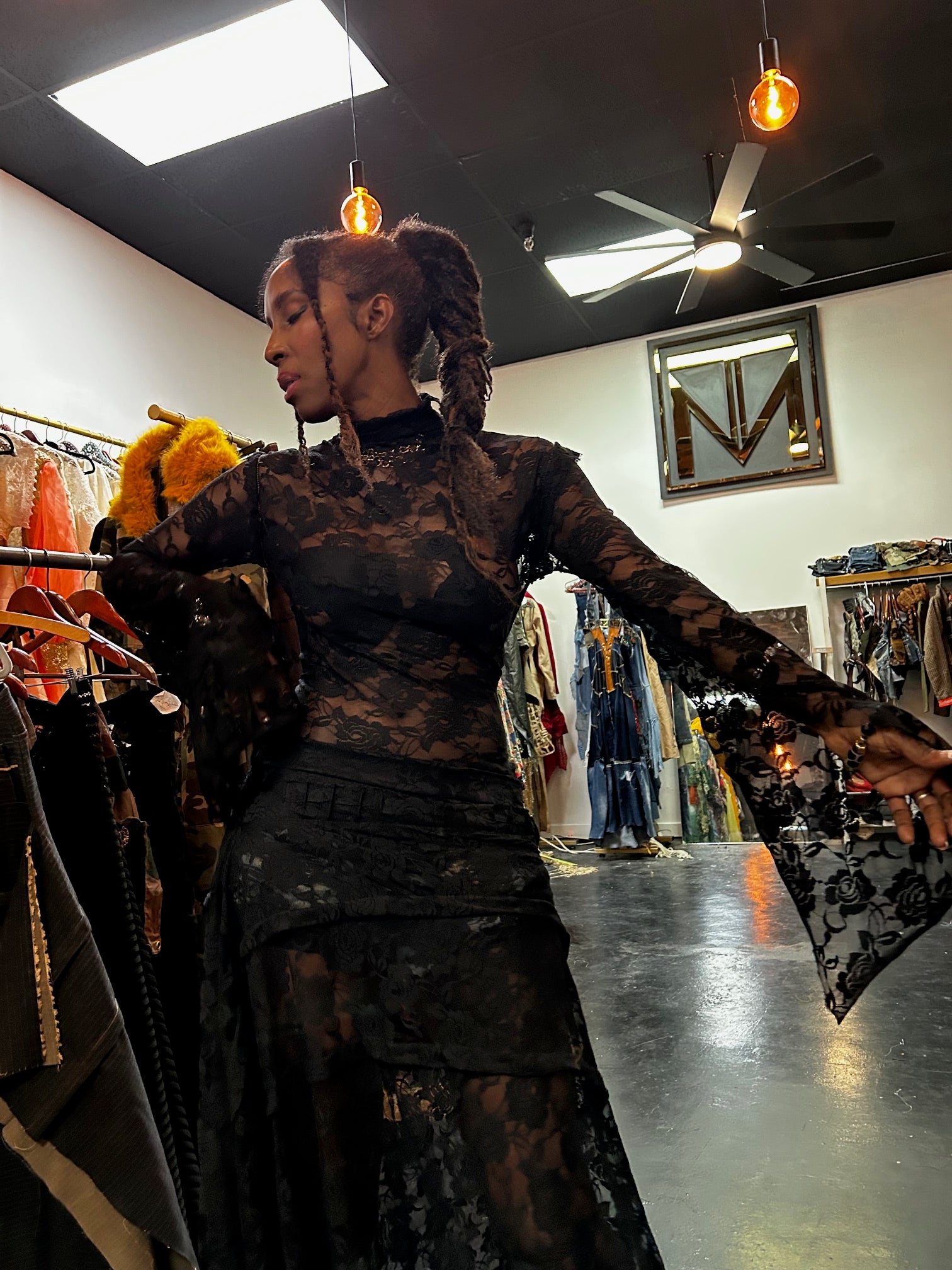 TM Turtle Neck Lace Top