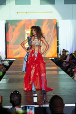 TM Red Hand Beaded Maxi Vest