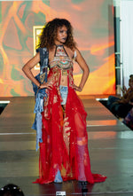 TM Red Hand Beaded Maxi Vest