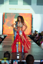 TM Red Hand Beaded Maxi Vest