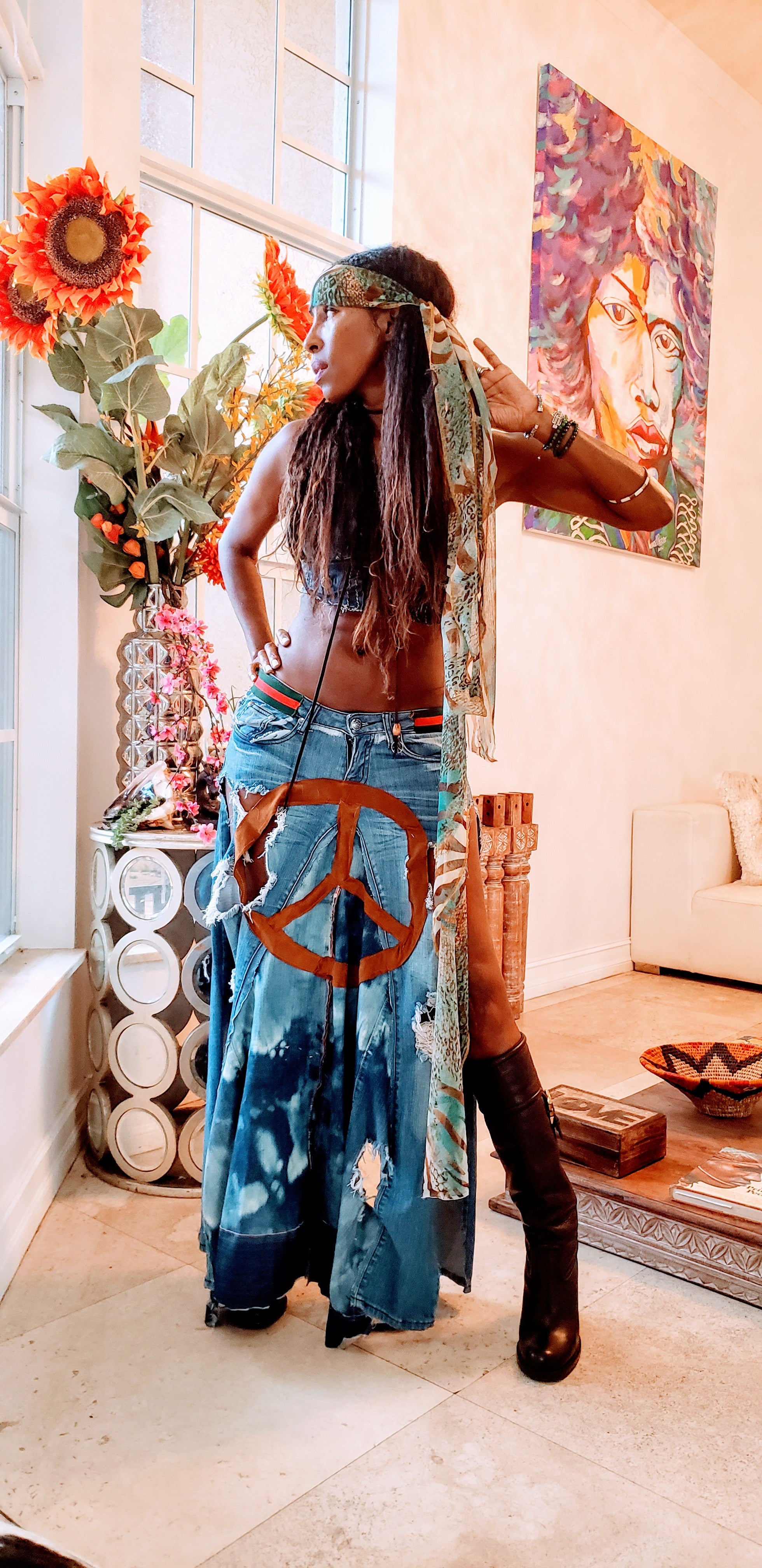 Peace skirt-All over denim